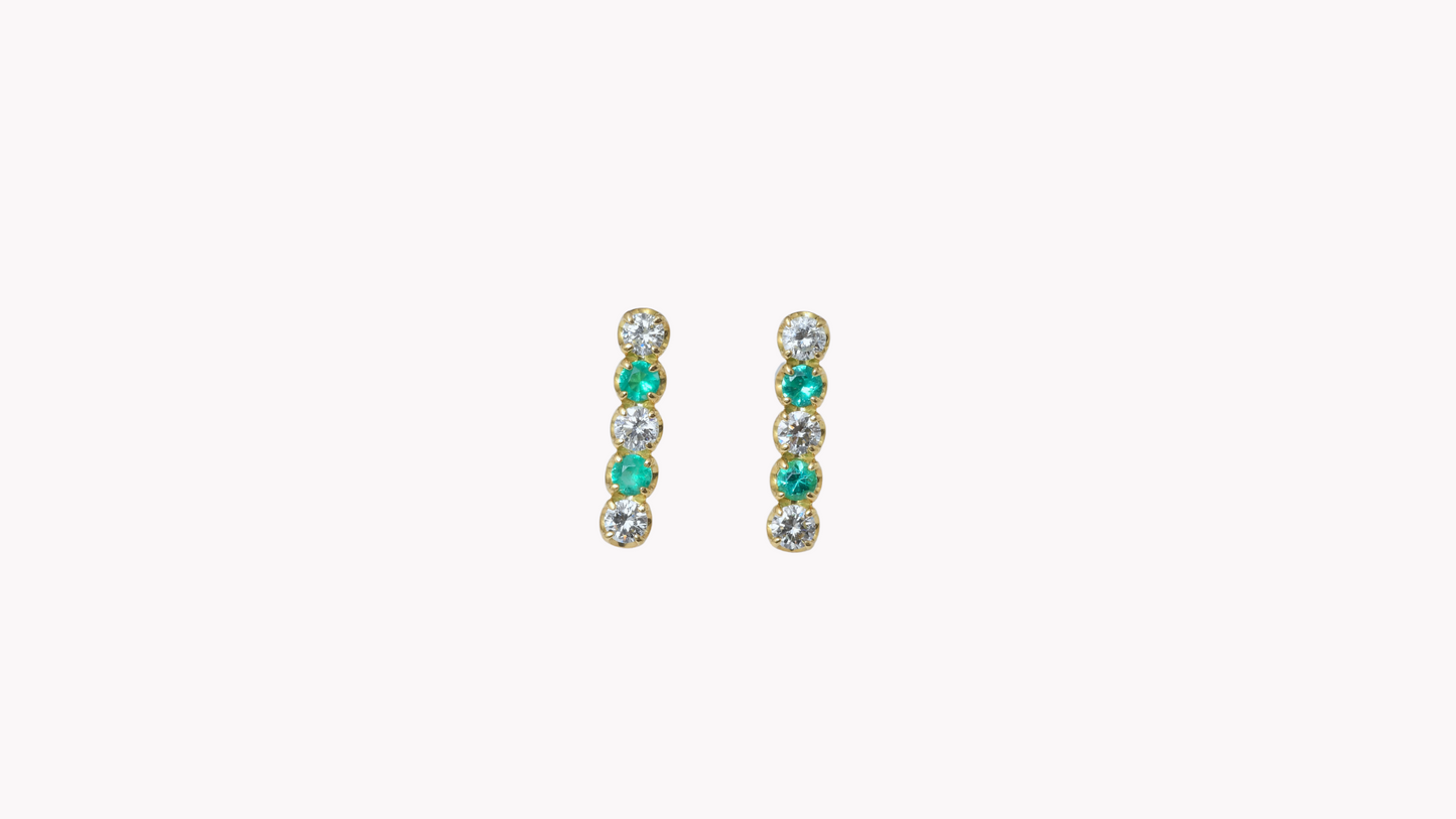 Emerald & Diamond Bar Earrings K18YG_Belle Journée. 〜ベルジューネ 素敵な日〜