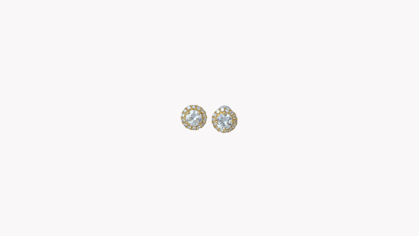 Diamond Halo Studs K18YG_Belle Journée. 〜ベルジューネ 素敵な日〜