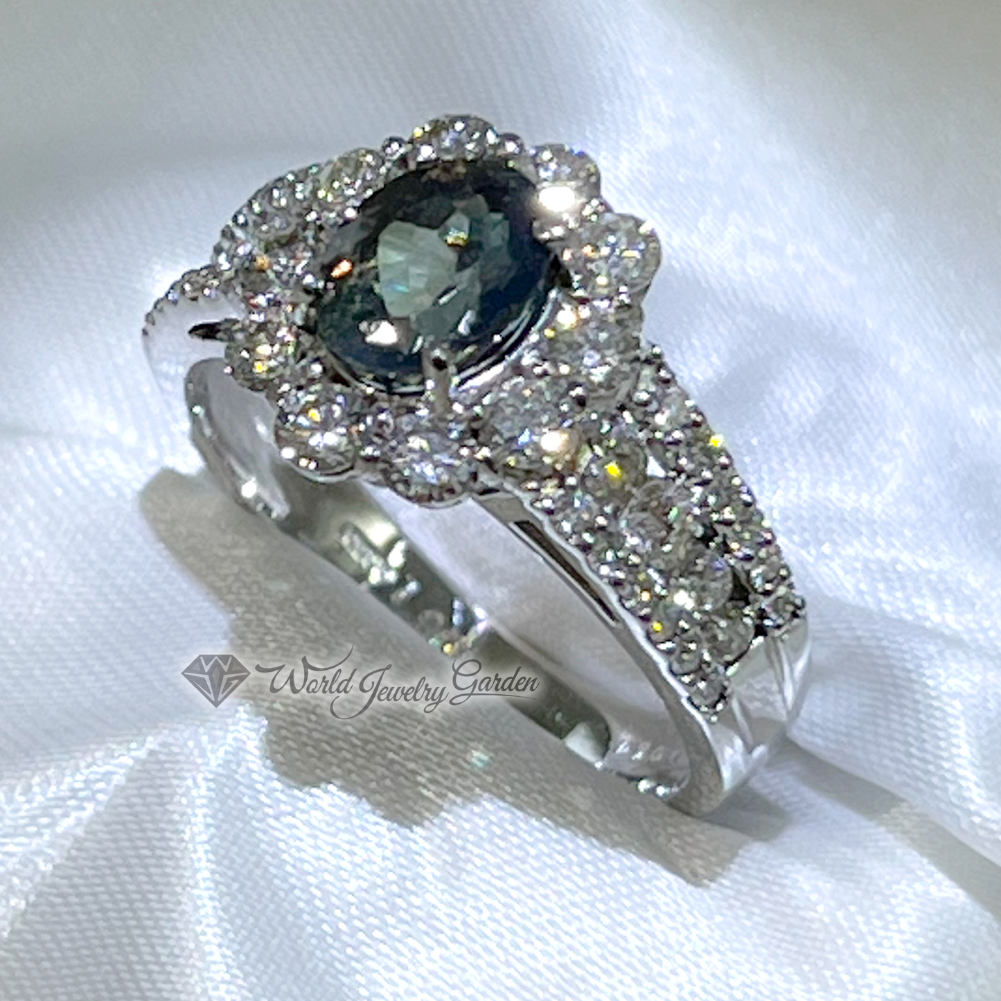 紫翠玉 1.25 克拉戒指,带有 GIA 真品证书 贵族象征 wi0006