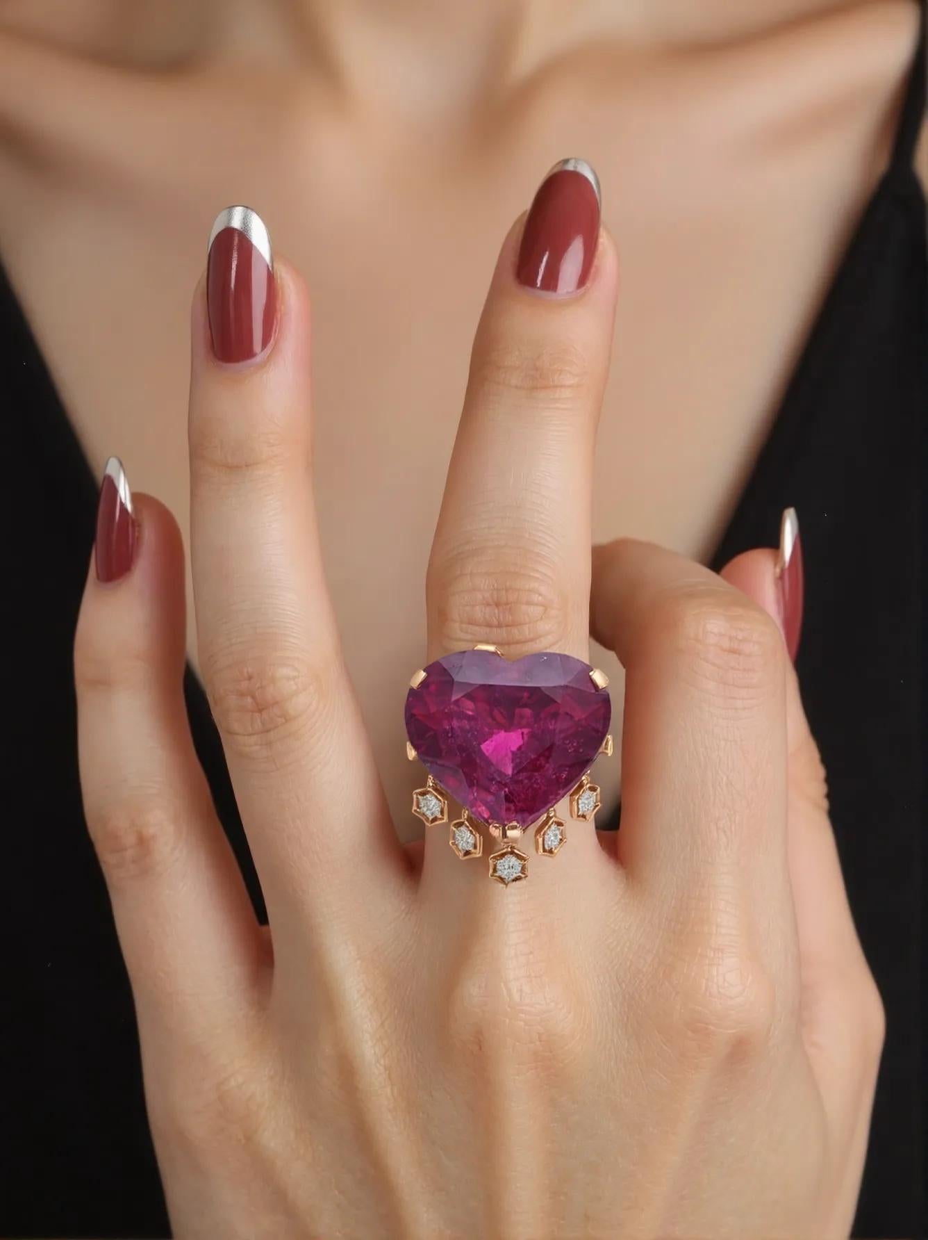 Rubellite & Diamond Ring K18YG
