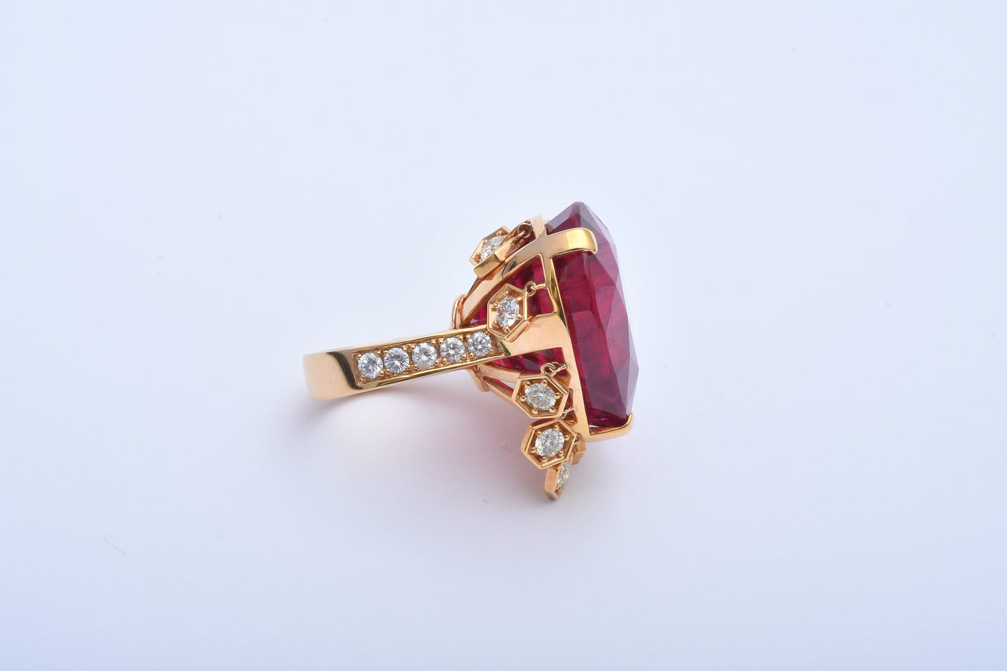 Rubellite & Diamond Ring K18YG