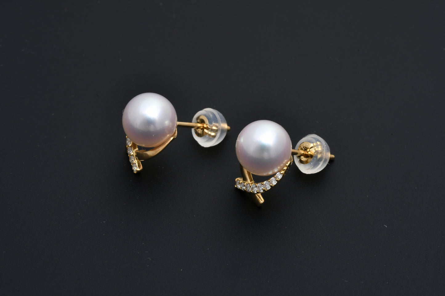 パール 7.0mm / × ダイヤ 0.05ct / K18 / ピアス__Aqua Grace(アクア・グレース)