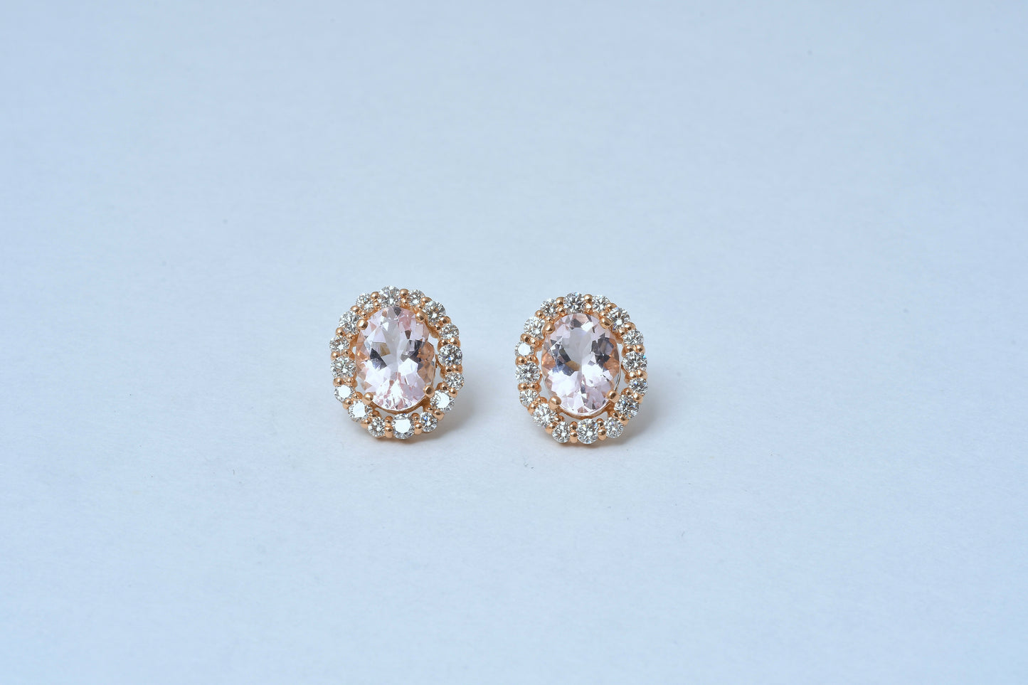 Morganite Halo Earrings K18PG