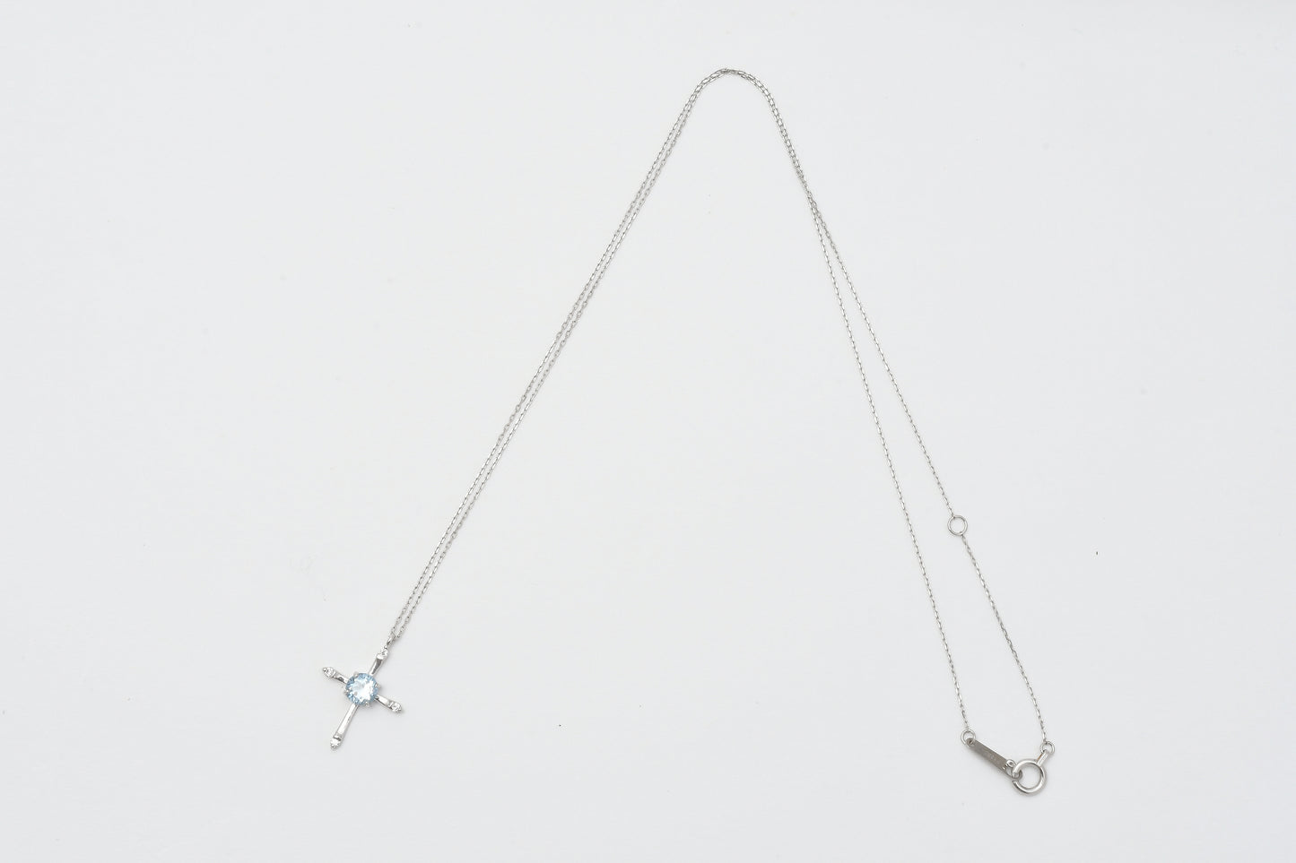 Aquamarine & Diamond Cross Pendant Necklace Pt900_My First Jewelry マイファーストジュエリー