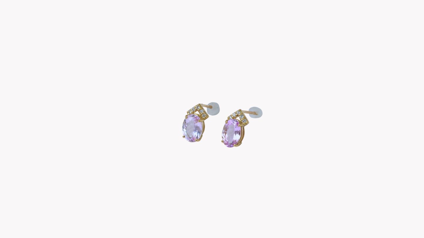 Pink Topaz Drop Earrings K18YG_Belle Journée. 〜ベルジューネ 素敵な日〜