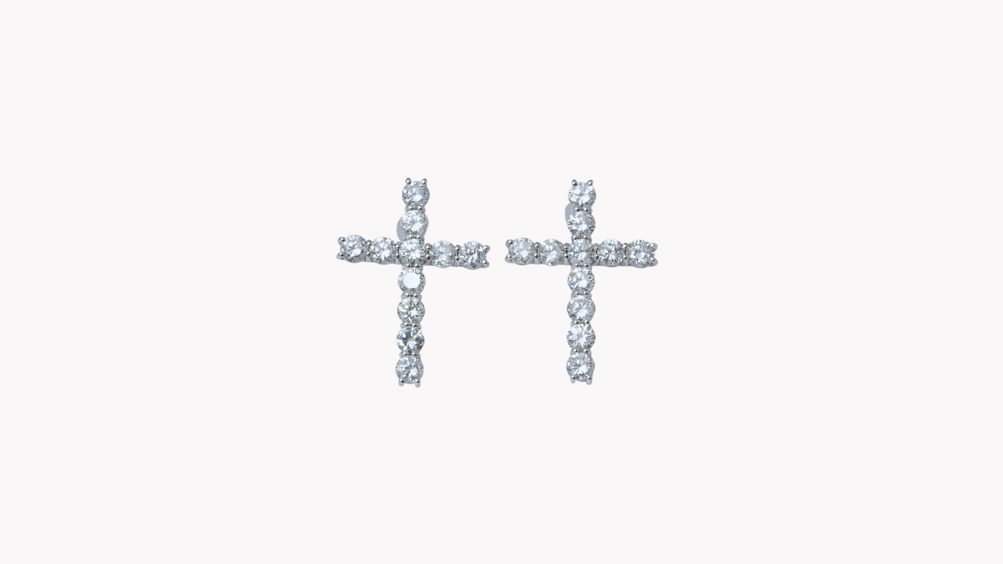 Diamond Cross Earrings K18WG_Belle Journée. 〜ベルジューネ 素敵な日〜