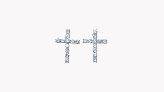 Diamond Cross Earrings K18WG_Belle Journée. 〜ベルジューネ 素敵な日〜