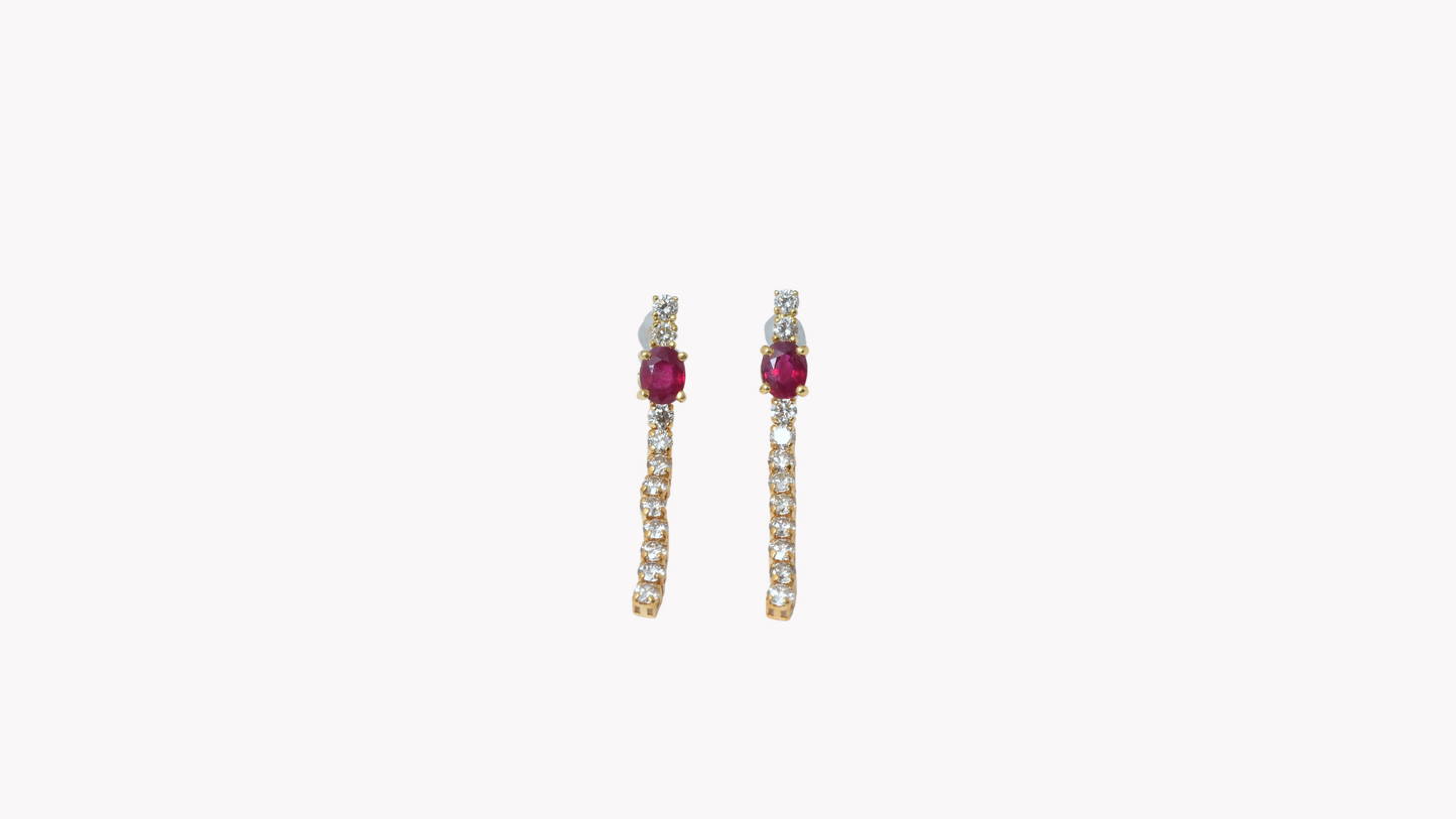 Ruby & Diamond Dangle Earrings K18YG_Belle Journée. 〜ベルジューネ 素敵な日〜