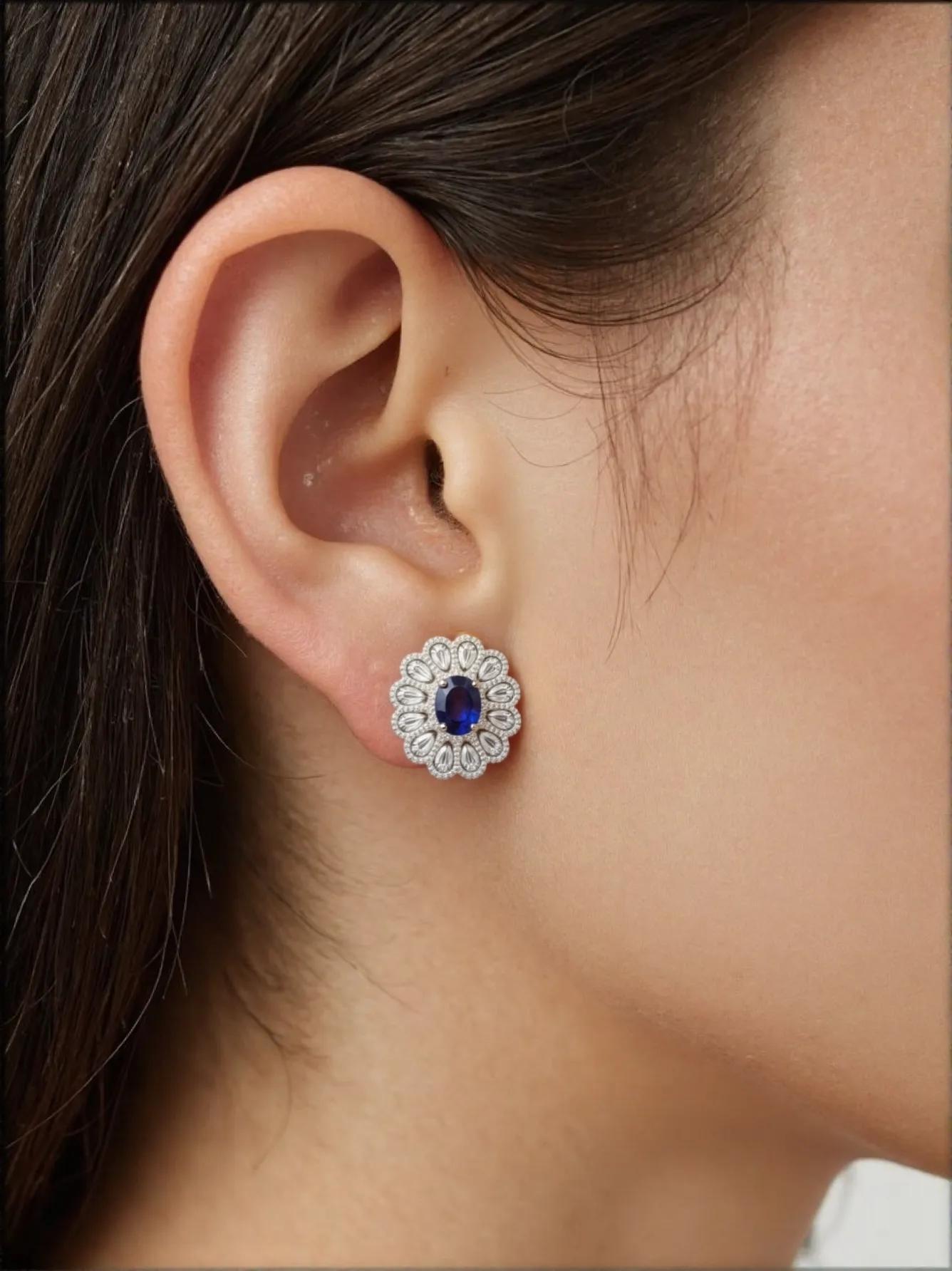 Royal-Blue Sapphire Flower Earrings_J Superlative 〜ジェイスパーラティブ 最上級の輝き〜