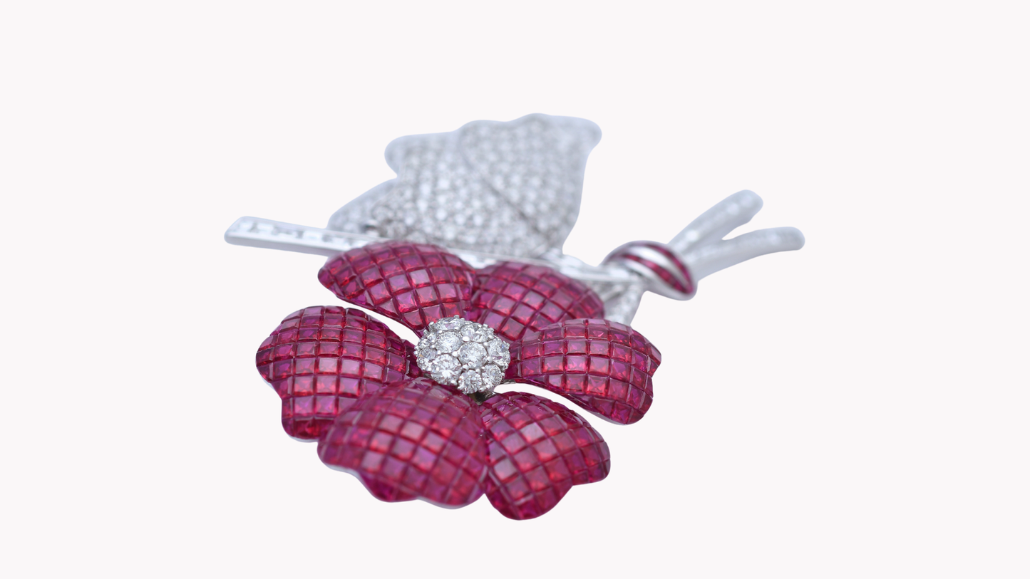 Ruby & Diamond Brooch K18WG_Rara Bellezza 〜ララ ベレーツァ 稀代の美〜