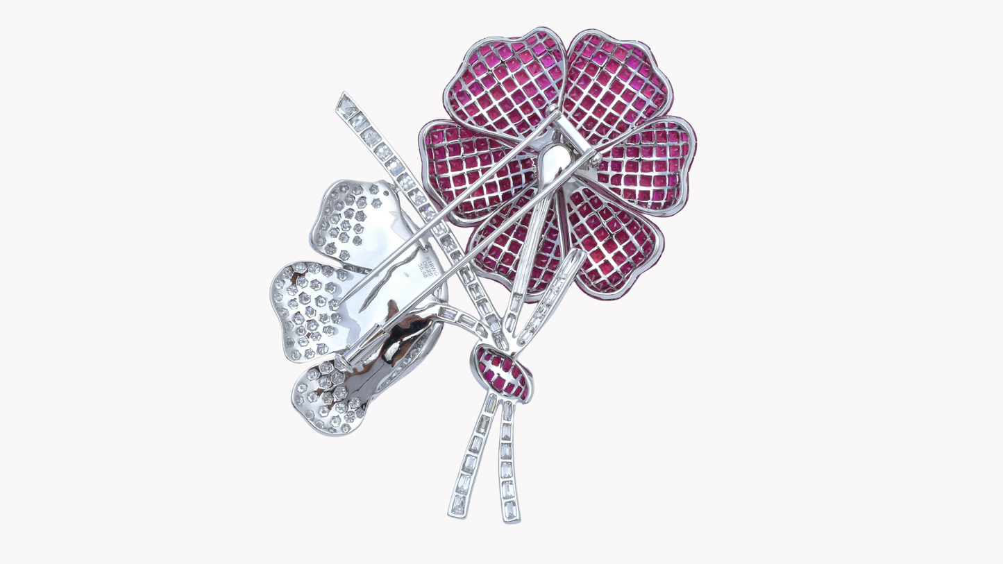 Ruby & Diamond Brooch K18WG_Rara Bellezza 〜ララ ベレーツァ 稀代の美〜