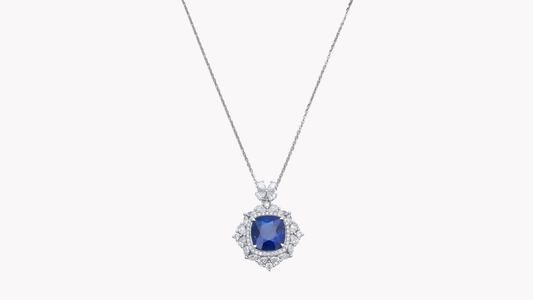 Royal-Blue Sapphire & Diamond Halo Pendant_Rara Bellezza 〜ララ ベレーツァ 稀代の美〜