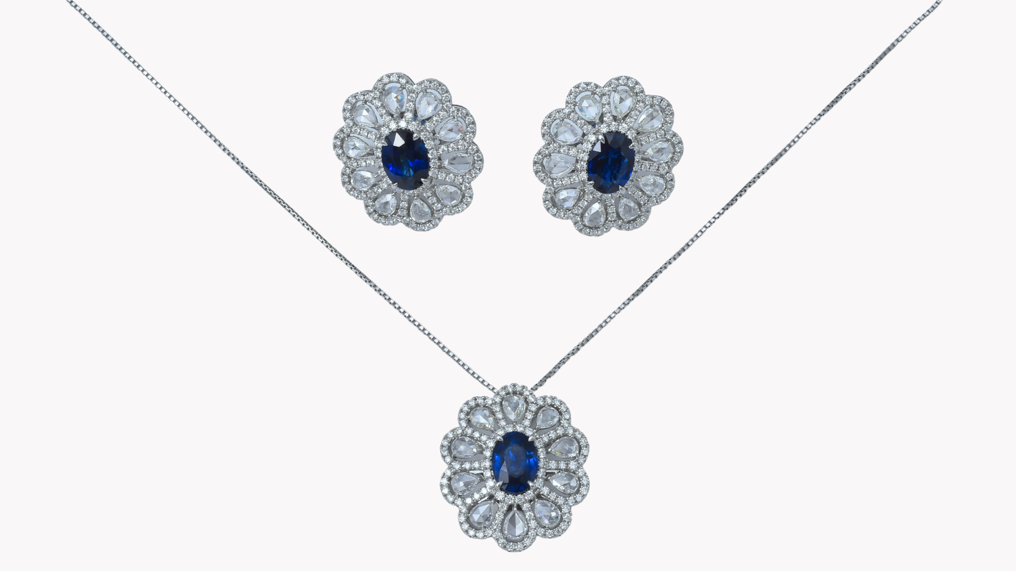 Royal-Blue Sapphire Flower Earrings_J Superlative 〜ジェイスパーラティブ 最上級の輝き〜