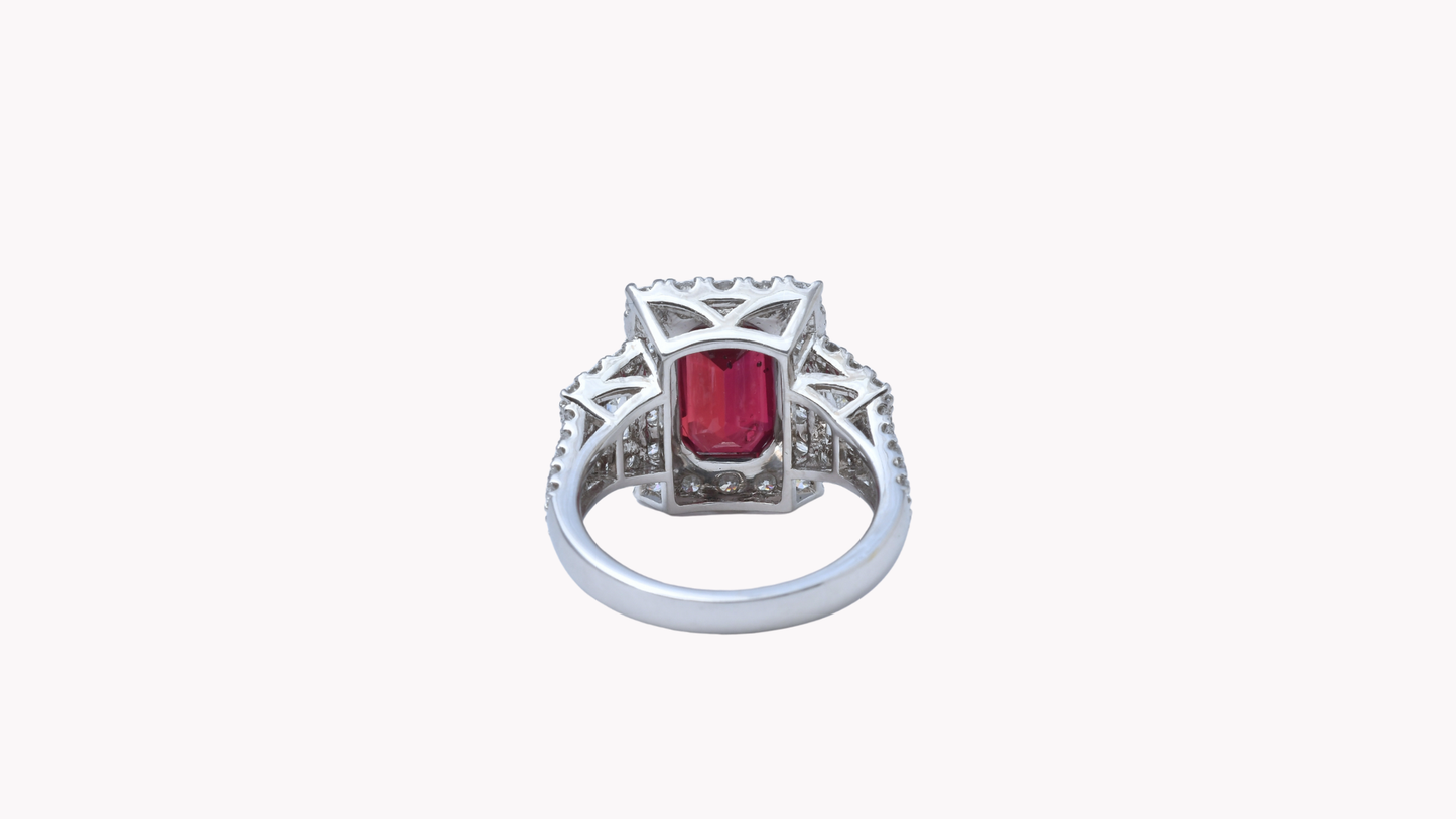 No-Heat Pigeon Ruby Halo Ring_J Superlative 〜ジェイスパーラティブ 最上級の輝き〜
