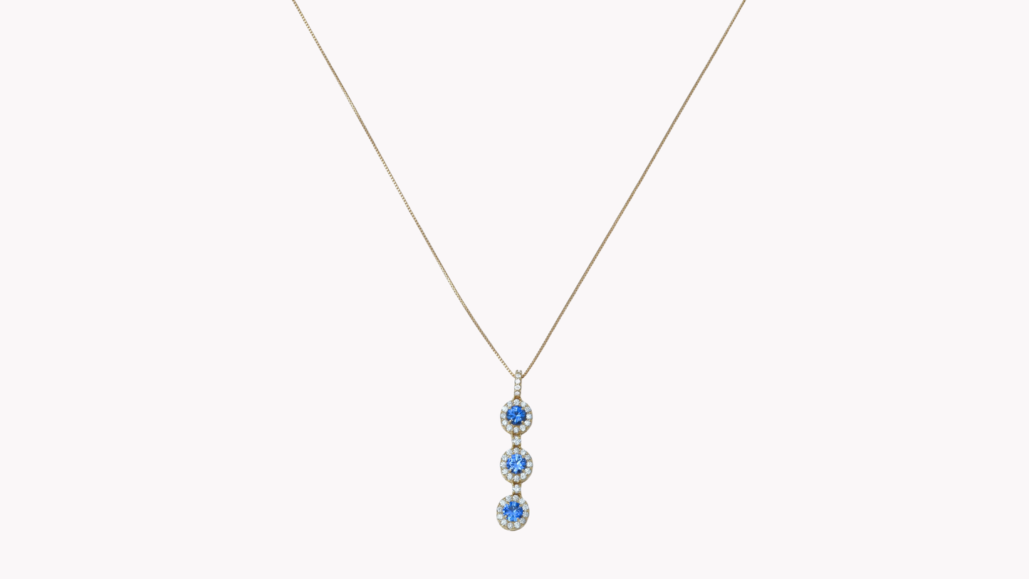 Triple Sapphire Drop Pendant K18YG_J Superlative 〜ジェイスパーラティブ 最上級の輝き〜