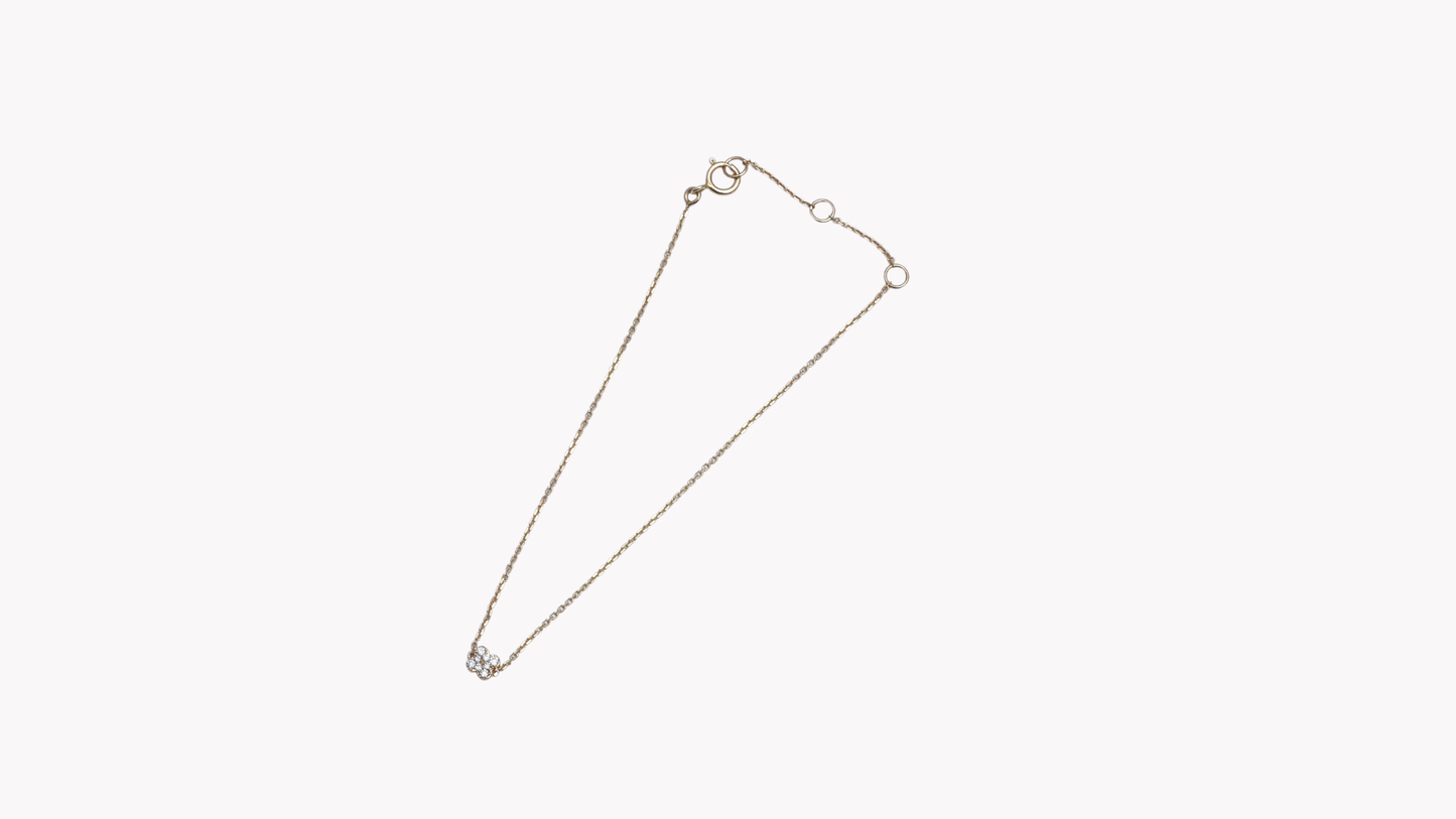 K10YG 8p D0.03ct フラワーチェーンBT_My First Jewelry マイファーストジュエリー