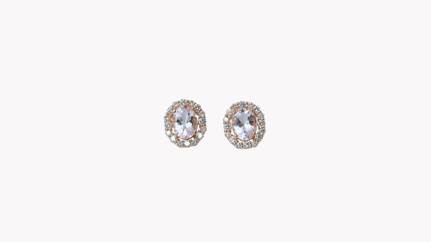 Morganite Halo Earrings K18PG_Belle Journée. 〜ベルジューネ 素敵な日〜
