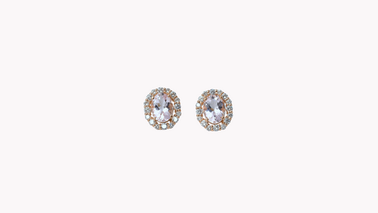 Morganite Halo Earrings K18PG_Belle Journée. 〜ベルジューネ 素敵な日〜