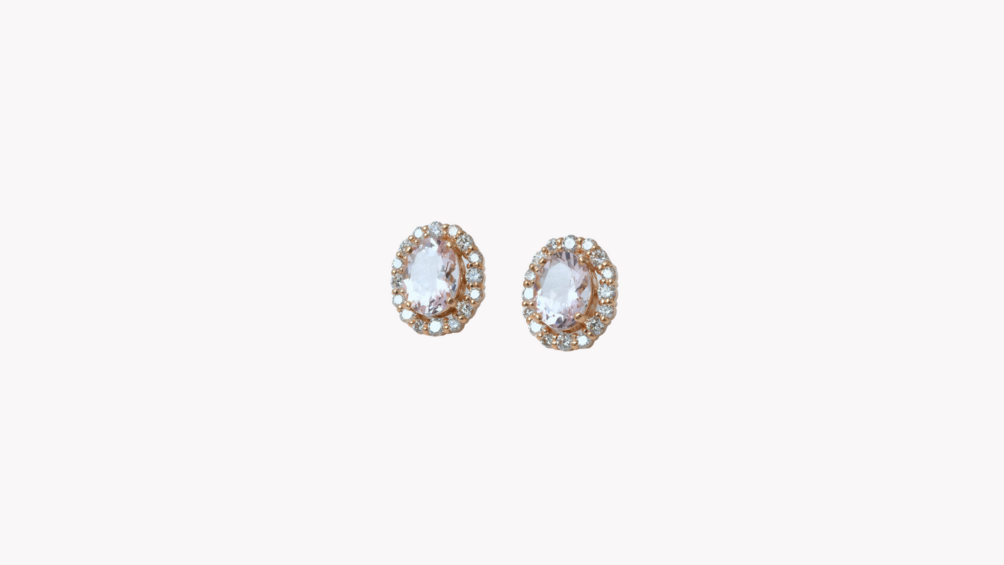 Morganite Halo Earrings K18PG_Belle Journée. 〜ベルジューネ 素敵な日〜