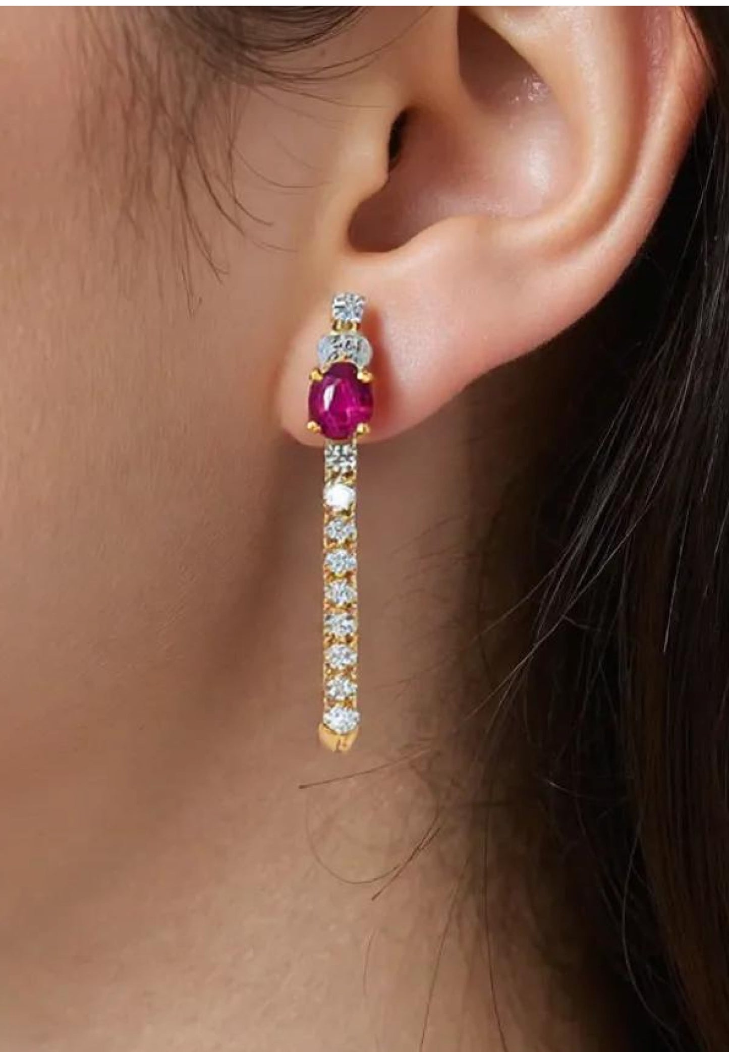 Ruby & Diamond Dangle Earrings K18YG_Belle Journée. 〜ベルジューネ 素敵な日〜