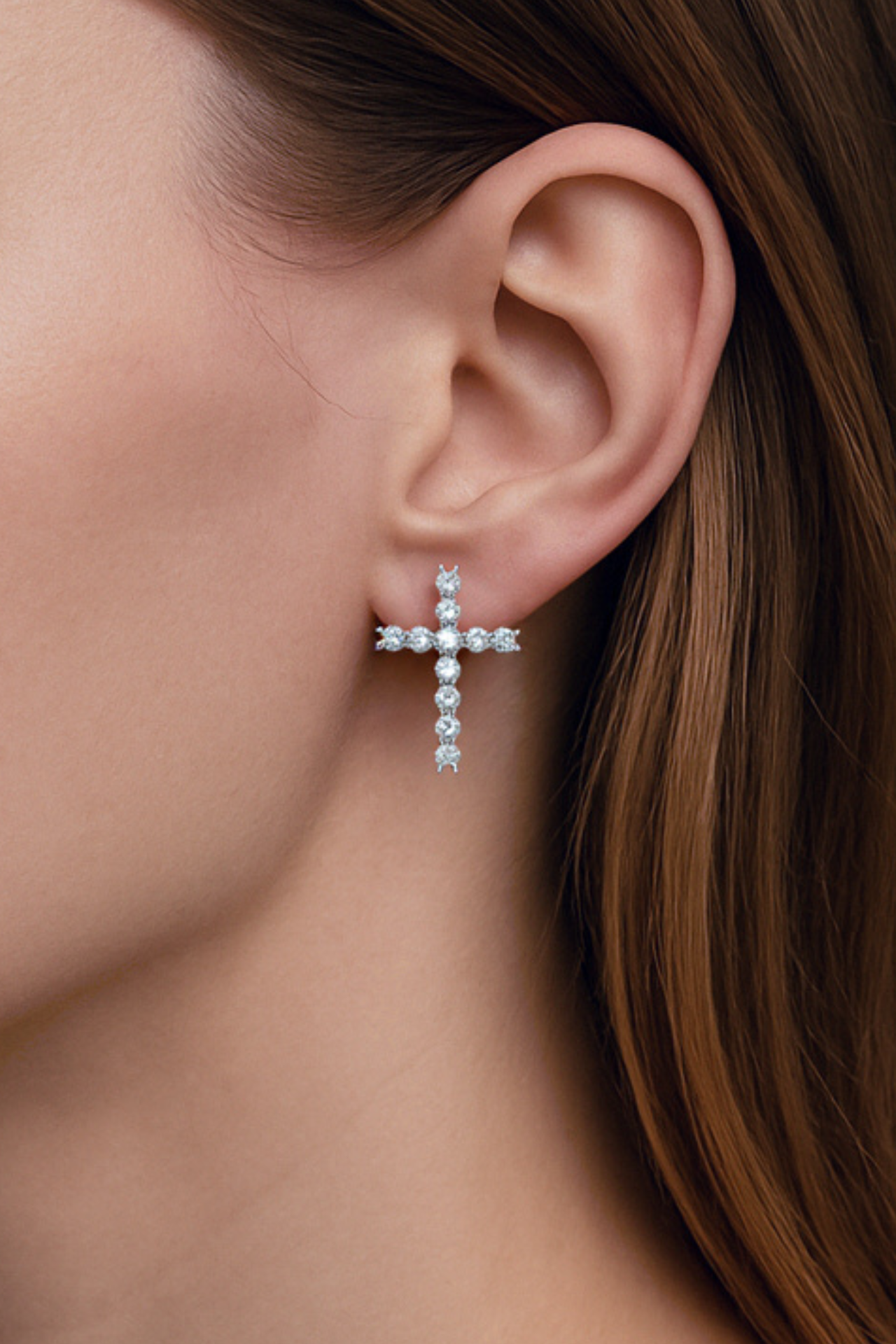 Diamond Cross Earrings K18WG_Belle Journée. 〜ベルジューネ 素敵な日〜
