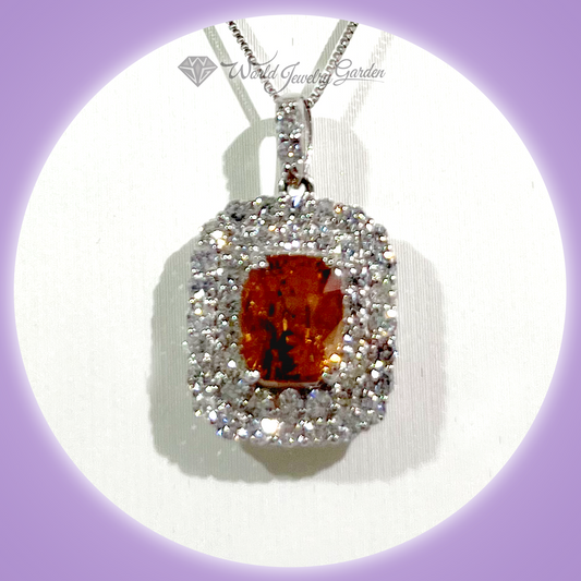 Orange sapphire 1.55 carat necklace with GIA certificate of authenticity Symbol of Noble ~Symbol of Noble~ wi0006