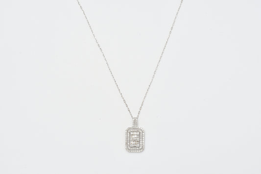Baguette Diamond Design Pendant Necklace K18WG_My First Jewelry マイファーストジュエリー