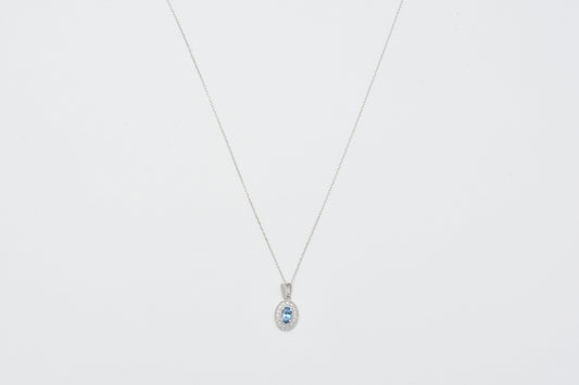 Aquamarine & Diamond Pendant Necklace Pt900_My First Jewelry マイファーストジュエリー