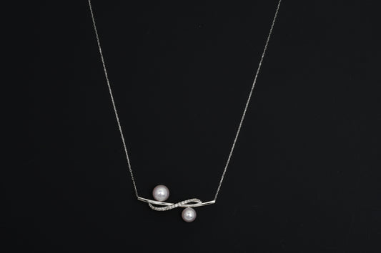 パール 6.5–7.5mm / × ダイヤ 0.14ct / K18 / ネックレス__Aqua Grace（アクア・グレース）
