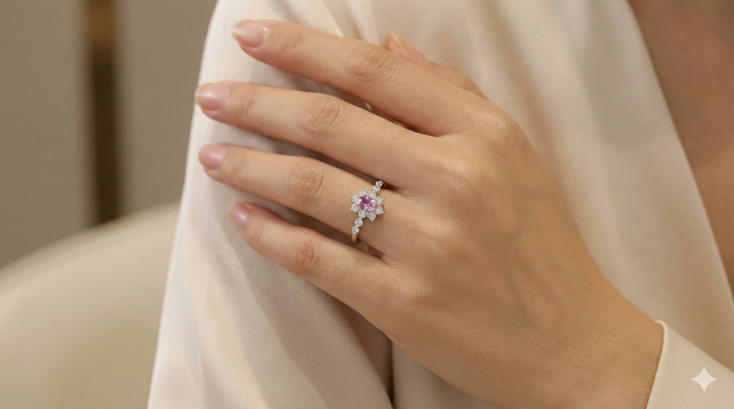 Padparacha Tiara Pt900 0.185 ct_J Superlative 〜ジェイスパーラティブ 最上級の輝き〜