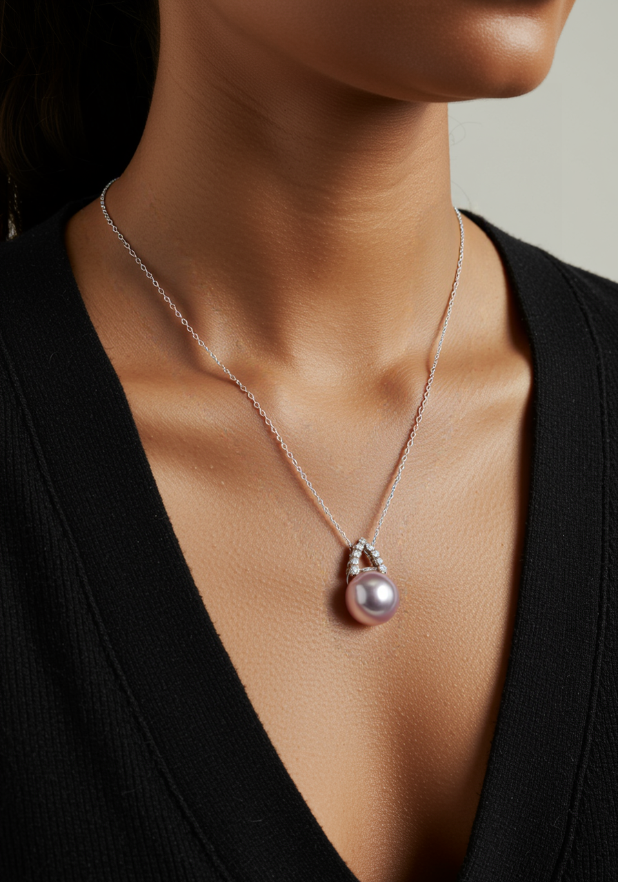 パール 8.5mm / × ダイヤ 0.08ct / ネックレス__Aqua Grace（アクア・グレース）