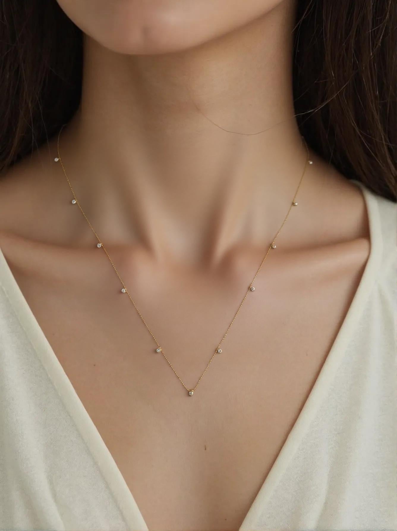 K18YG7p D0.30ct ステーションチェーン NC_My First Jewelry マイファーストジュエリー