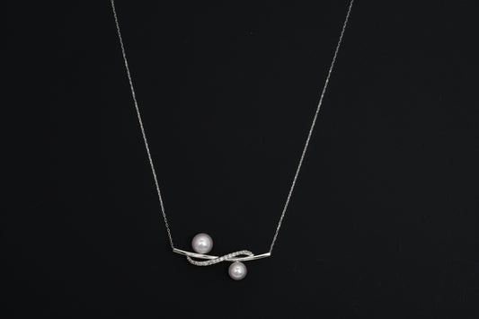 パール 6.5–7.5mm / × ダイヤ 0.14ct / K18 / ネックレス__Aqua Grace（アクア・グレース）