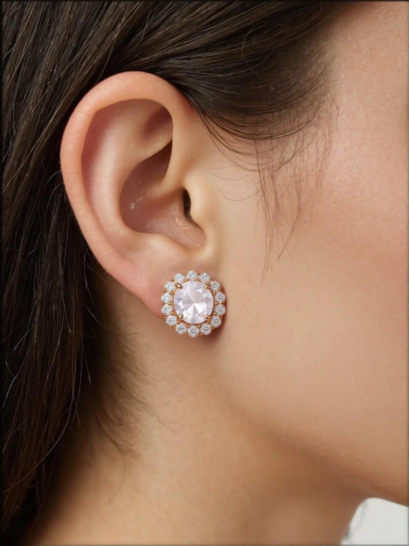 Morganite Halo Earrings K18PG_Belle Journée. 〜ベルジューネ 素敵な日〜