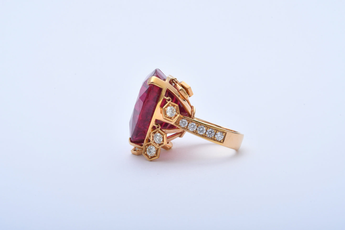 Rubellite & Diamond Ring K18YG