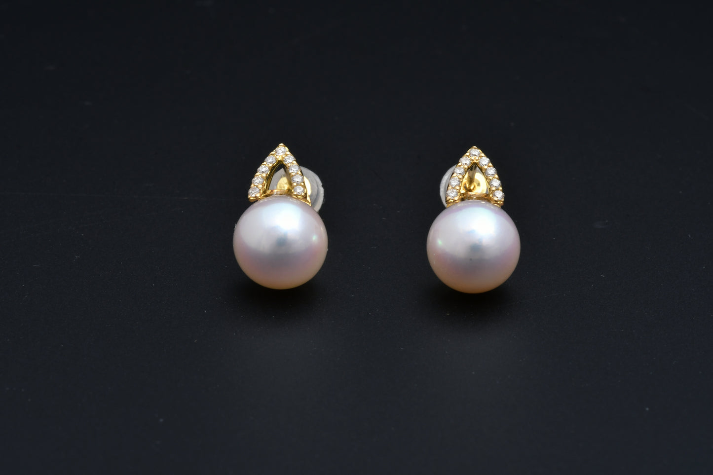 パール 7.5mm / × ダイヤ 0.04ct / K18 / ピアス__Aqua Grace（アクア・グレース）