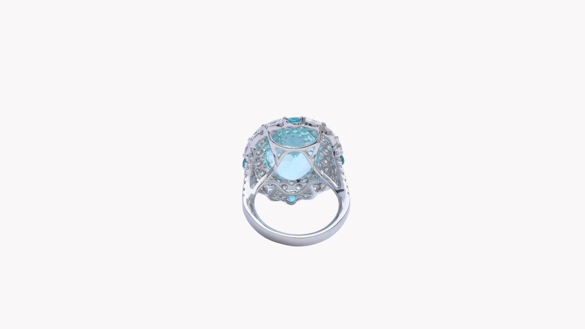 パライバトルマリン11.71ct・0.41ctとダイヤモンドをあしらったK18ホワイトゴールドリング 5
