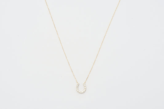 Diamond Horseshoe Pendant Necklace K18YG_My First Jewelry マイファーストジュエリー