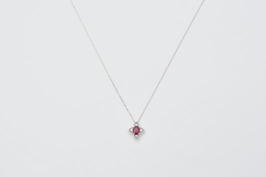 Ruby & Diamond Pendant Necklace Pt900_My First Jewelry マイファーストジュエリー