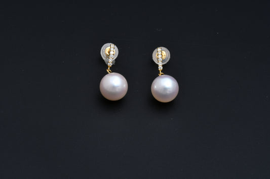 パール 8.0mm / × ダイヤ 0.03ct / K18 / ピアス__Aqua Grace（アクア・グレース）