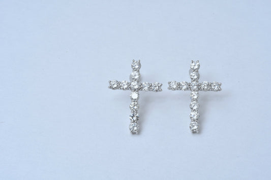 Diamond Cross Earrings K18WG