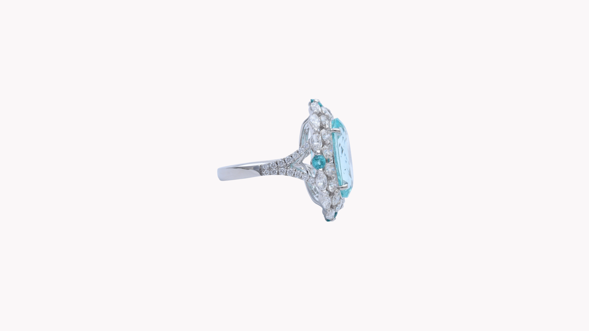 パライバトルマリン11.71ct・0.41ctとダイヤモンドをあしらったK18ホワイトゴールドリング 4