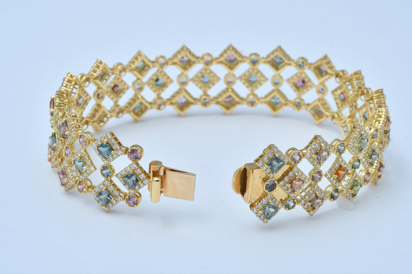 Color-Sapphire Wide Bracelet K18