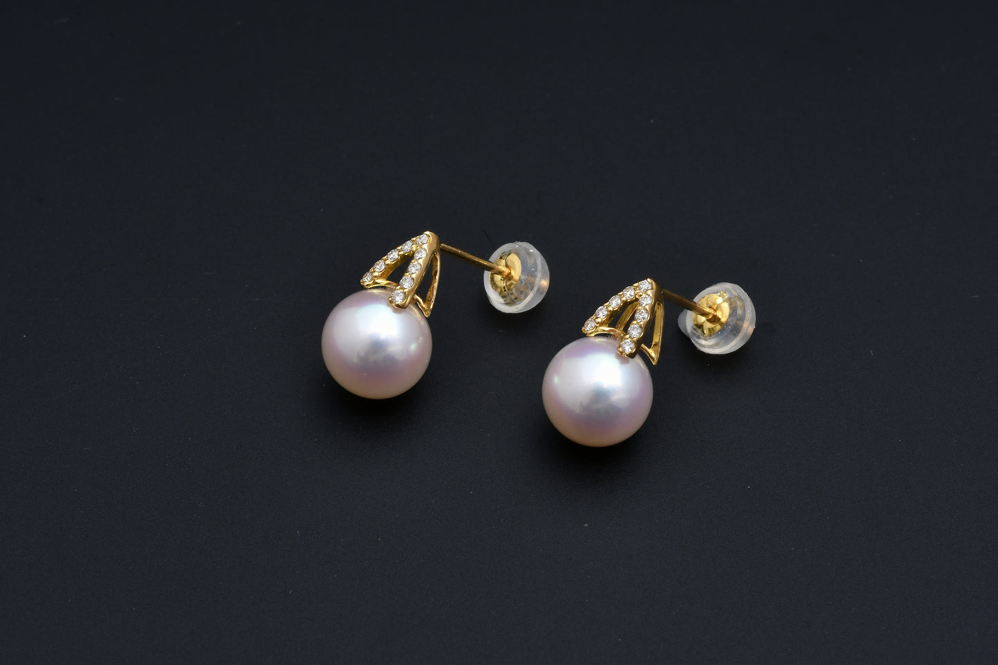 パール 7.5mm / × ダイヤ 0.04ct / K18 / ピアス__Aqua Grace（アクア・グレース）