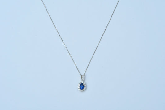 Royal-Blue Sapphire Drop Pendant Pt