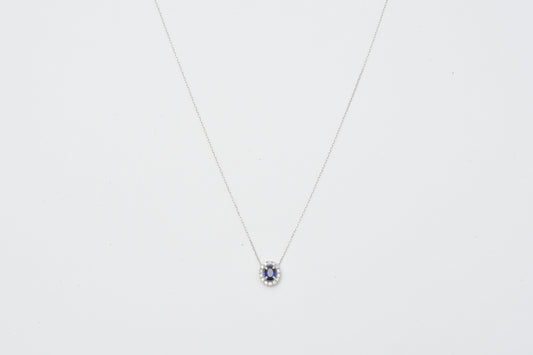 Sapphire & Diamond Pendant Necklace Pt900_My First Jewelry マイファーストジュエリー