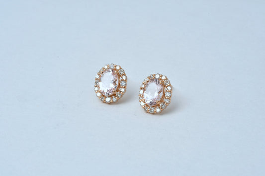 Morganite Halo Earrings K18PG