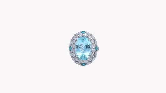 パライバトルマリン11.71ct・0.41ctとダイヤモンドをあしらったK18ホワイトゴールドリング 2