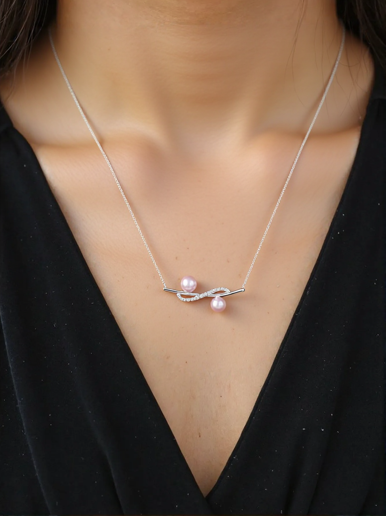 パール 6.5–7.5mm / × ダイヤ 0.14ct / K18 / ネックレス__Aqua Grace（アクア・グレース）