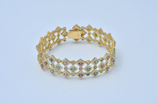 Color-Sapphire Wide Bracelet K18